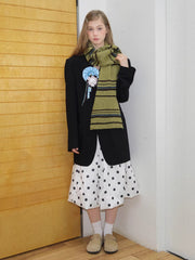 Striped Cashmere-Feel Scarf Pine Green