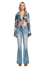 High-Waisted Flare Jeans - View 6 | TEVQA