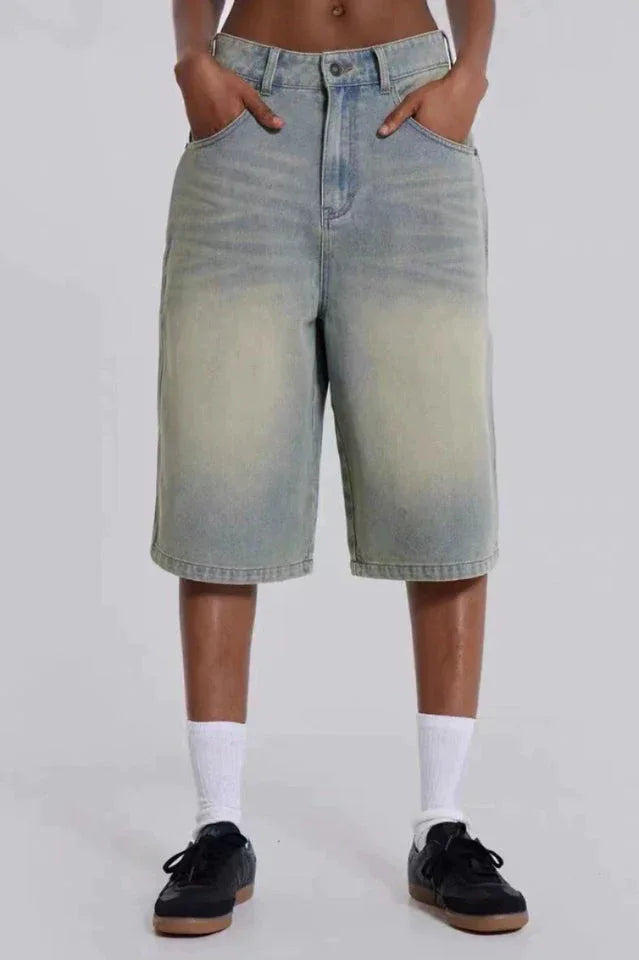 Wide leg denim shorts - View 6 | TEVQA
