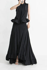 Sleeveless Ruffle Mock Neck Top and Skirt Set - View 14 | TEVQA