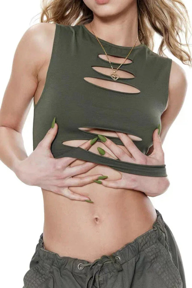 Cut Out Crop Top - View 7 | TEVQA