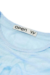 Ribbon Print Mesh Top - View 8 | TEVQA
