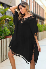 Fringe Hem Openwork Cover-Up Dress | Dress In Beauty