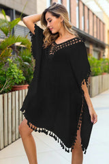 Tassel Trim Kaftan Cover-Up - View 10 | TEVQA