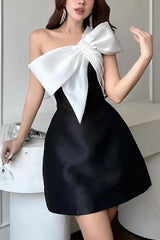 Arifah Bow Shoulder Mini Dress - TEVQA