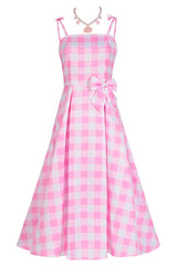 Barbie Movie Margot Pink Plaid Check Dress | Dress In Beauty