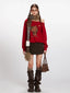 Y2K "Strike A Pose" Leopard Kitty Off-Shoulder Sweatshirt - TEVQA