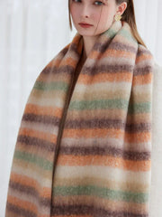 Oversized gradient stripe scarf with fuzzy knit texture - View 10 | TEVQA