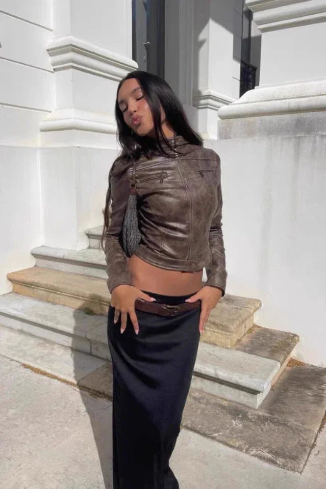 Faux leather moto jacket - View 23 | TEVQA