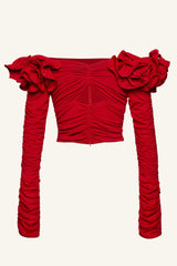 Floral Appliqu¨¦d Ruched Crop Top | Dress In Beauty