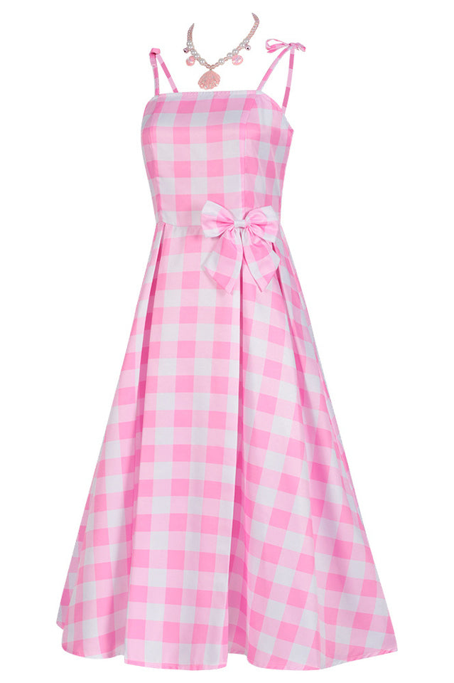 Barbie Movie Margot Pink Plaid Check Dress | Dress In Beauty