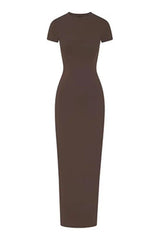Vintage inspired crew neck maxi dress - View 10 | TEVQA