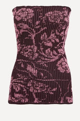 Ribbed floral print strapless tube top - View 7 | TEVQA