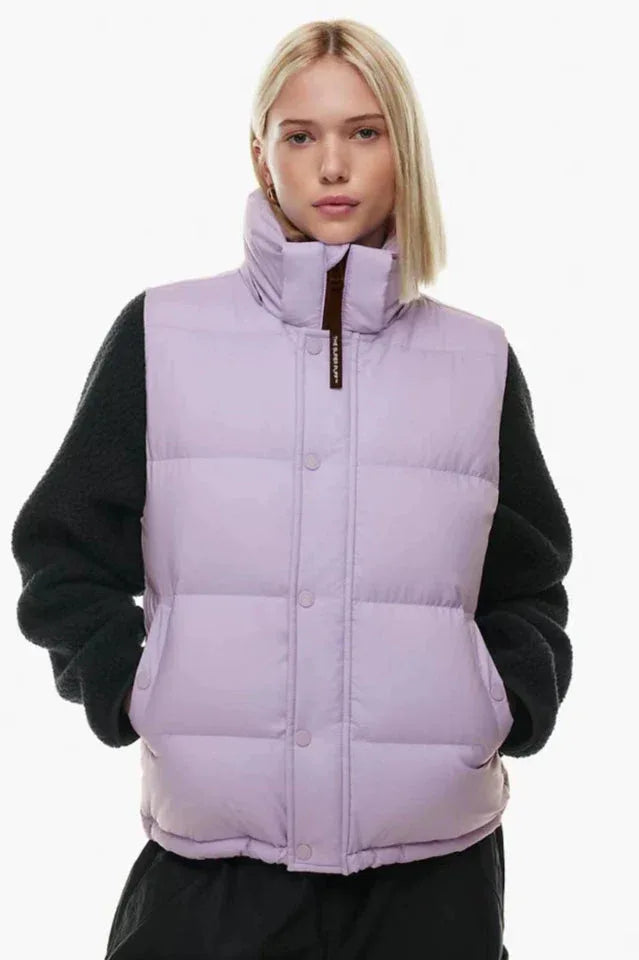 Cropped Puffer Vest with Matte Finish - View 14 | TEVQA