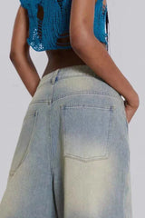 Wide leg denim shorts - View 7 | TEVQA