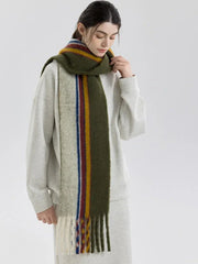 Vintage Striped Wool Blend Scarf - TEVQA