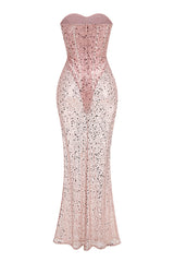 Strapless Sequin Corset Maxi Dress | Dress In Beauty
