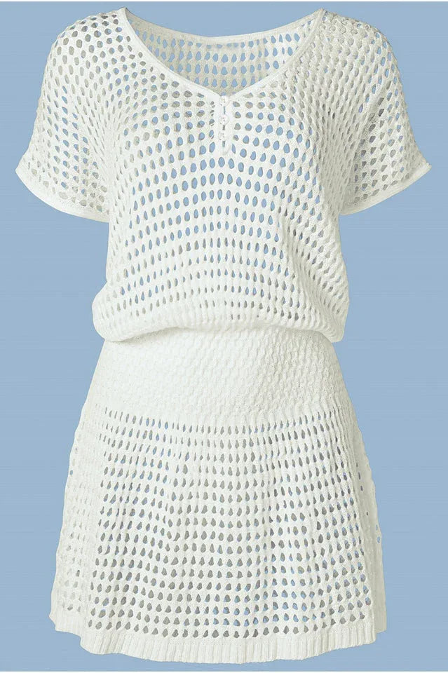 Women’s Boho Crochet Knit Beach Cover Up - TEVQA