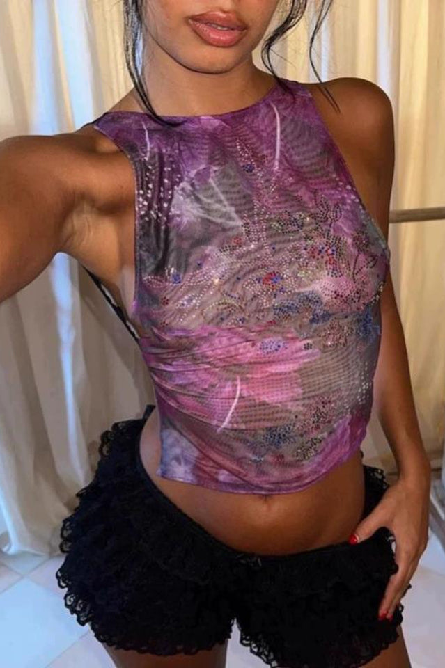 Hotfix Backless Mesh Top | Dress In Beauty