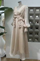 Floral Appliqué Midi Dress - View 11 | TEVQA