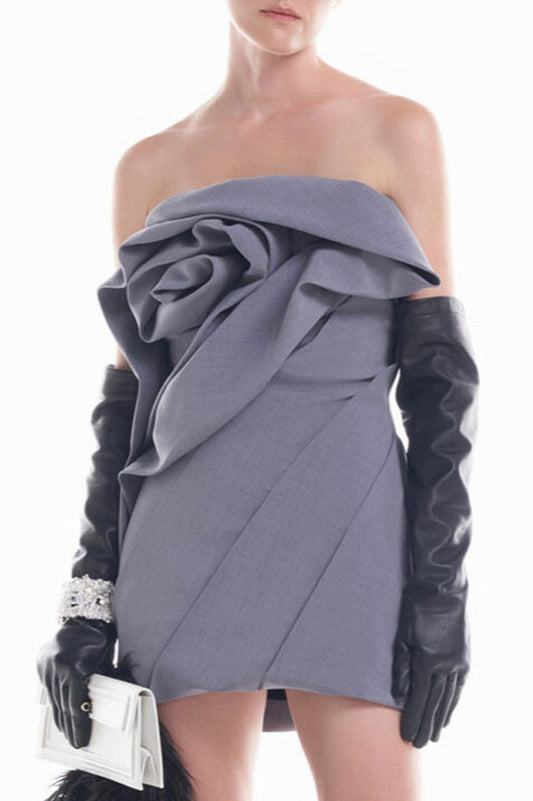 Flower Strapless Ruch Mini Dress | Dress In Beauty