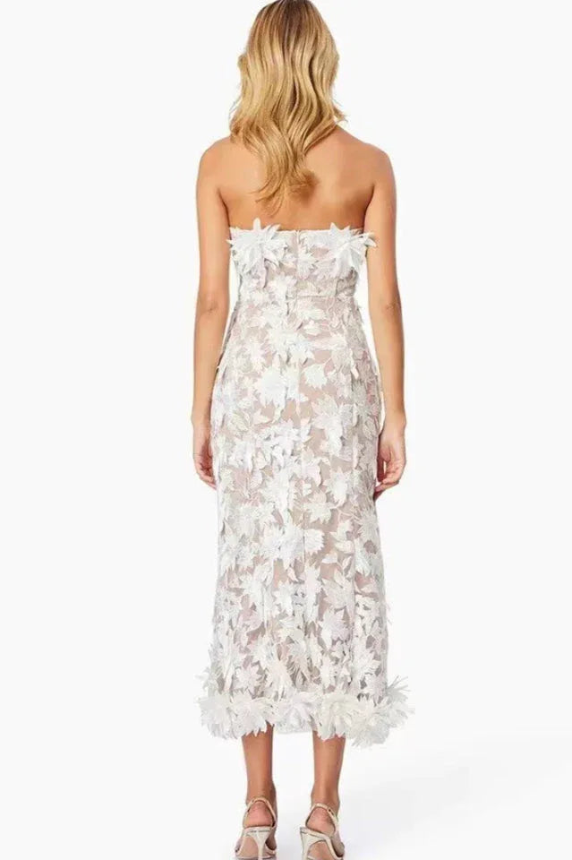 Gloria Strapless Floral Embroidery Maxi Dress - View 10 | TEVQA
