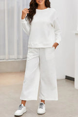 Textured Long Sleeve Top & Pants Set - TEVQA