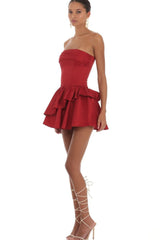Corset Strapless Dress in Red | Dress In Beauty