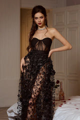 Strapless Flower Applique Ball Gown - View 8 | TEVQA
