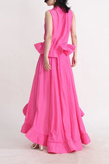 Sleeveless Ruffle Mock Neck Top and Skirt Set - View 7 | TEVQA