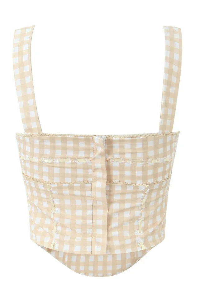 Gingham Corset Top - View 10 | TEVQA