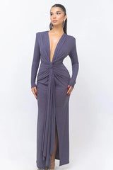 Sequin long sleeve evening dress - View 8 | TEVQA