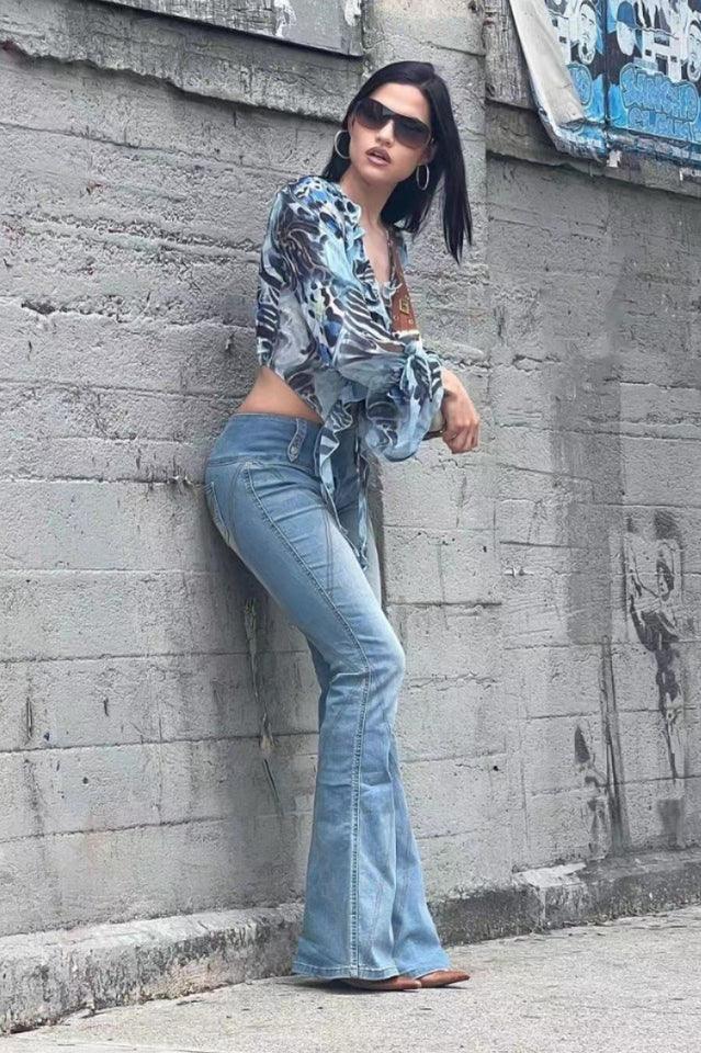 High-Waisted Flare Jeans - View 9 | TEVQA