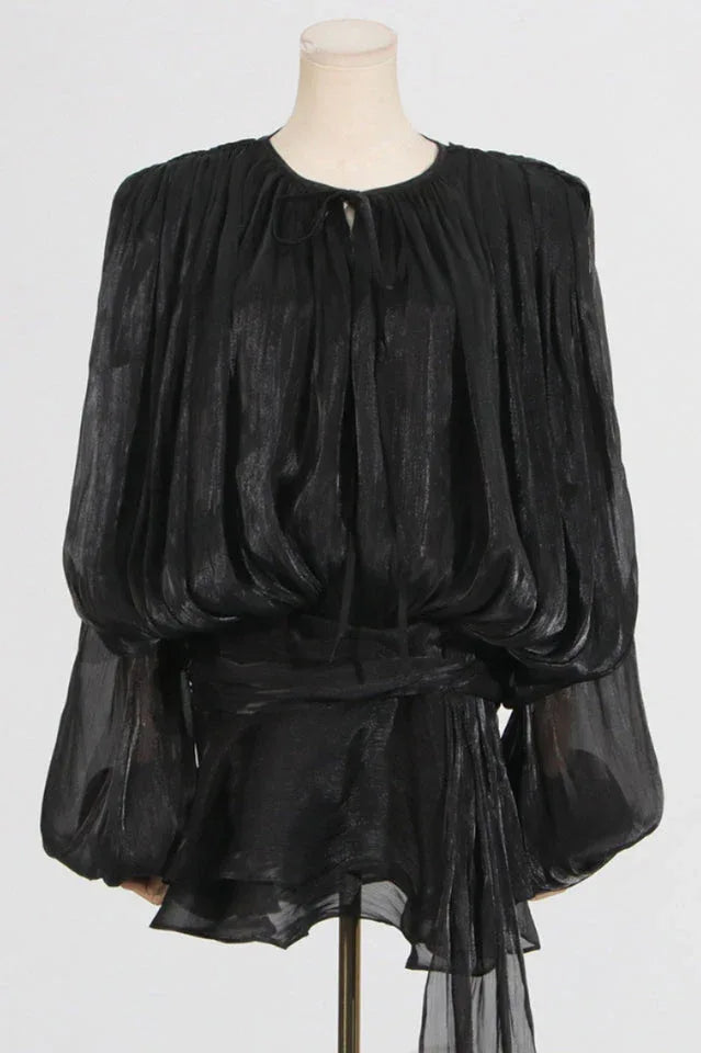 Apricot Ruffled Mini Dress with Flowing Silhouette - View 10 | TEVQA