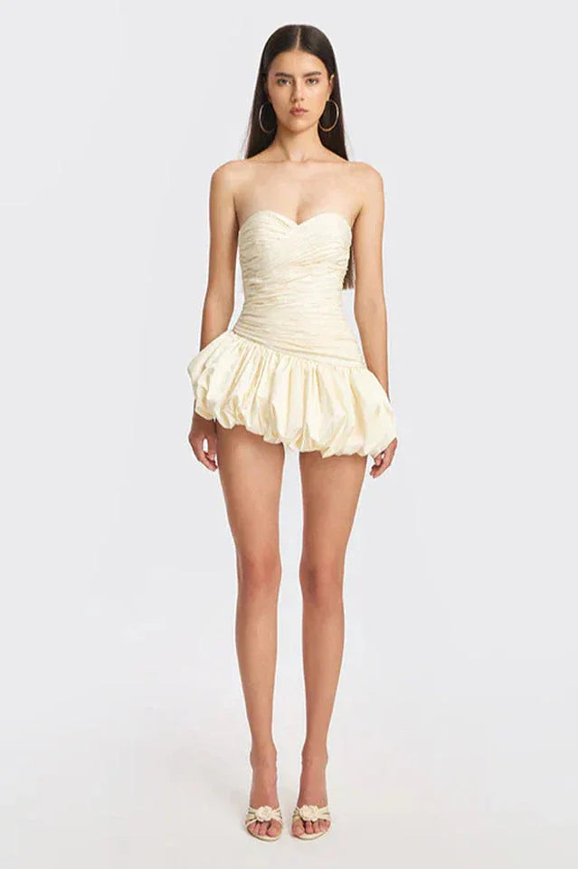 Balloon Draped Mini Dress - TEVQA