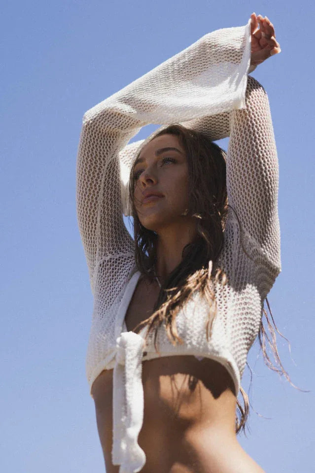 Crochet knit set with maxi skirt and cropped top - View 15 | TEVQA