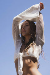 Crochet knit set with maxi skirt and cropped top - View 15 | TEVQA