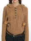 Soft Bouclé Knit Pom-Pom Hooded Sweater - View 6 | TEVQA