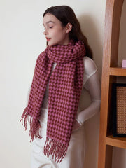 Oversized Faux Cashmere Houndstooth Scarf - TEVQA