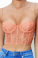 Tropical Dream Embellished Bustier Crop Top - TEVQA