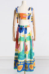 Printed crop top and midi skirt set - View 6 | TEVQA