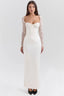 Vintage Ivory Satin Maxi Dress - TEVQA