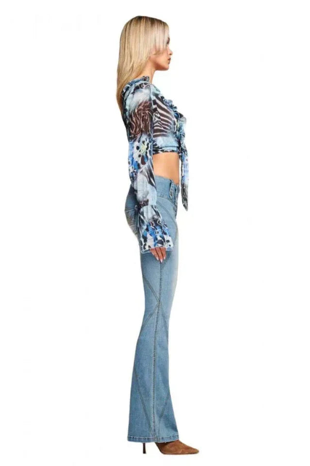High-Waisted Flare Jeans - View 8 | TEVQA
