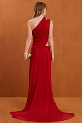 One Shoulder Ruched Cut Out Maxi Dress - View 7 | TEVQA
