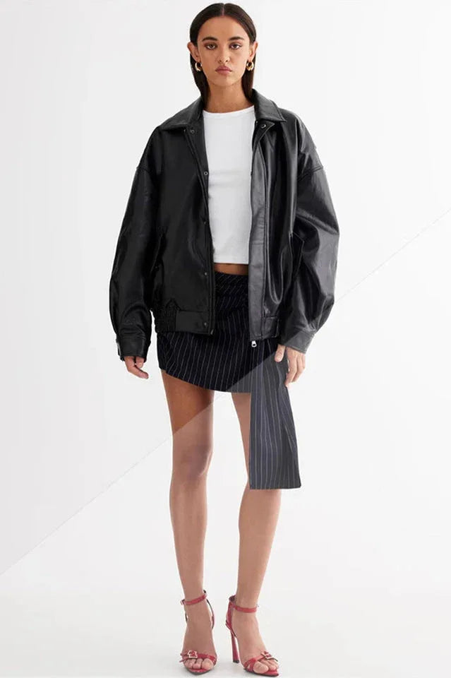 Vegan leather bomber jacket - View 7 | TEVQA