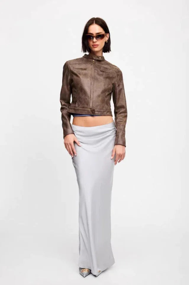 Faux leather moto jacket - View 13 | TEVQA