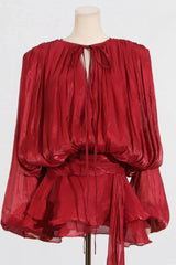 Apricot Ruffled Mini Dress with Flowing Silhouette - View 11 | TEVQA