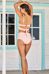 V Neck Wrap HIgh Waist Bikini Set - TEVQA