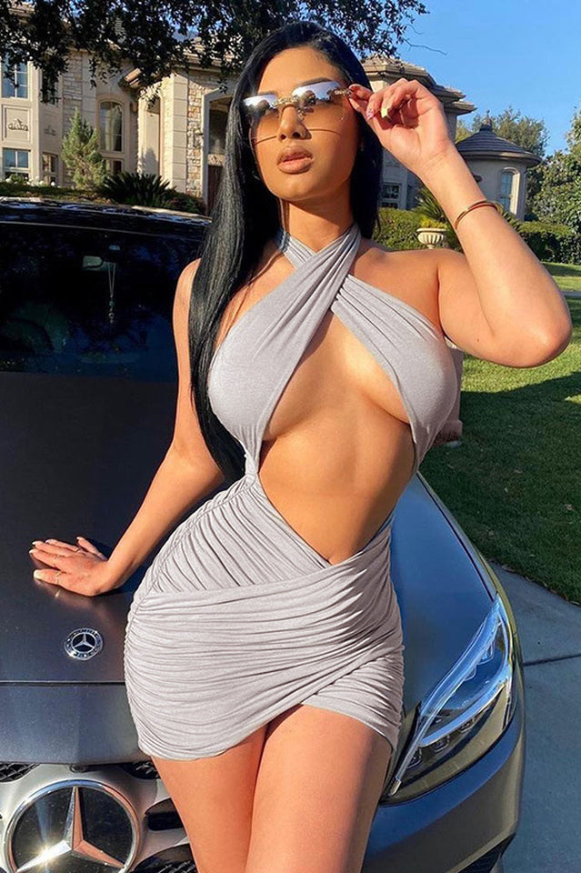 Cutout Front Cross Ruched Mini Dress | Dress In Beauty