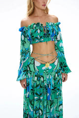 Adelise Off Shoulder Floral Skirt Set - TEVQA